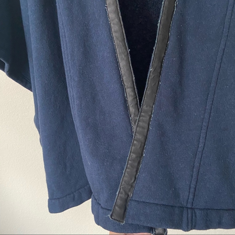 Three Dots Leather Trim Cape Cozy Cardigan - Picture 6 of 9